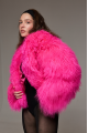 Women's natural llama fur coat in bright pink